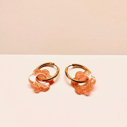 Kolczyki FLORE pomarańczowy brokat - Yooglo