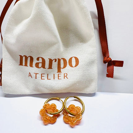 Kolczyki FLORE pomarańczowy brokat - Yooglo