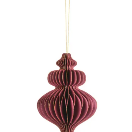 Bombka papierowa honeycomb Sopelek, burgund, 10x15 cm - Yooglo