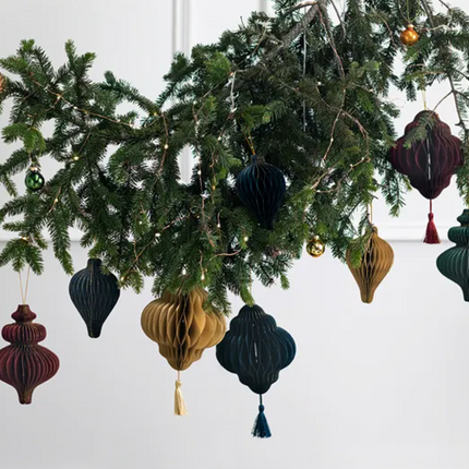 Bombka papierowa honeycomb Sopelek, burgund, 10x15 cm - Yooglo