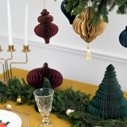 Bombka papierowa honeycomb Sopelek, burgund, 10x15 cm - Yooglo