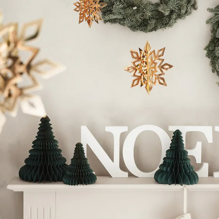 Zawieszki dekoracyjne Śnieżynki, złoty, 15-25cm (1 op. / 6 szt.) - Yooglo