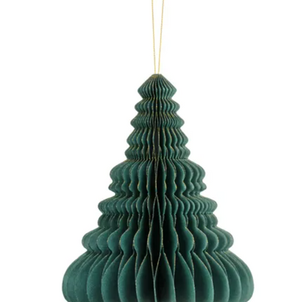 Bombka papierowa honeycomb Choinka, butelkowa zieleń, 20cm - Yooglo