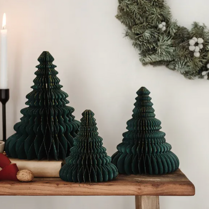 Bombka papierowa honeycomb Choinka, butelkowa zieleń, 20cm - Yooglo