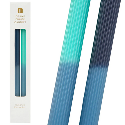 Świece stołowe Ombre Wax – niebiesko-zielone, 2 szt - Yooglo