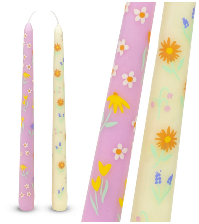 Kwiatowe świece stołowe różowo-żółte2szt - Yooglo