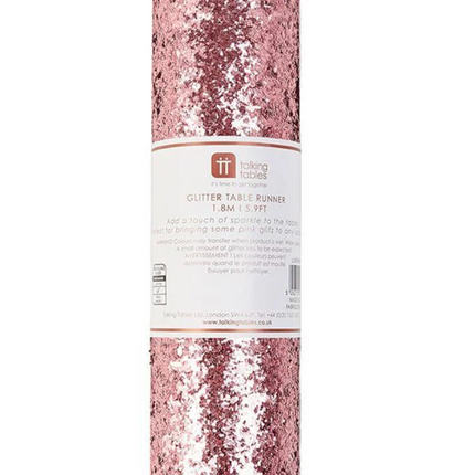 Bieżnik na stół Luxe różowe złoto brokat, 1,8 m - Yooglo