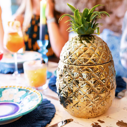 Wiaderko na lód Gold Pineapple z ceramiki - Yooglo
