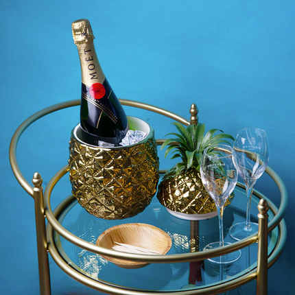 Wiaderko na lód Gold Pineapple z ceramiki - Yooglo