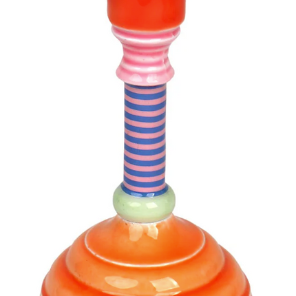 Świecznik emaliowany – pomarańczowy, 18 cm - Yooglo