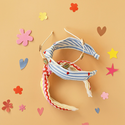 Opaska z haftowanym sercem w paski - Yooglo