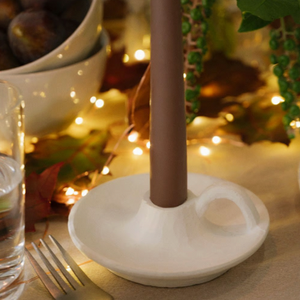 Świecznik ceramiczny Laisne - kolor: kremowy - Yooglo