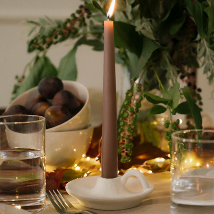 Świecznik ceramiczny Laisne - kolor: kremowy - Yooglo