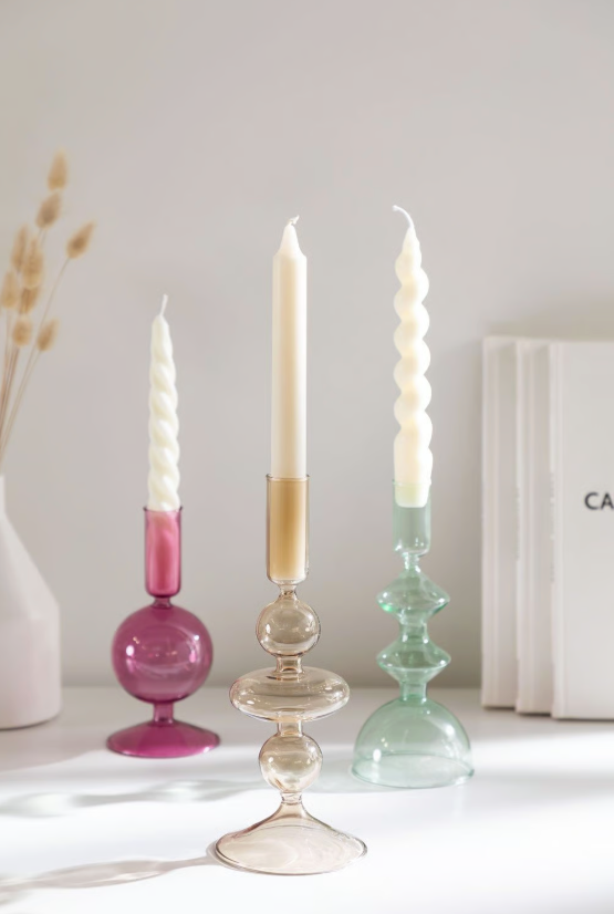 Zestaw 3 szklanych świeczników Nalyna - różne kolory - Yooglo