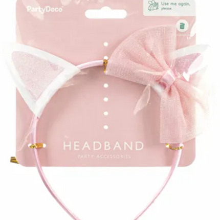 Opaska Kotek z kokardką, różowy - Yooglo