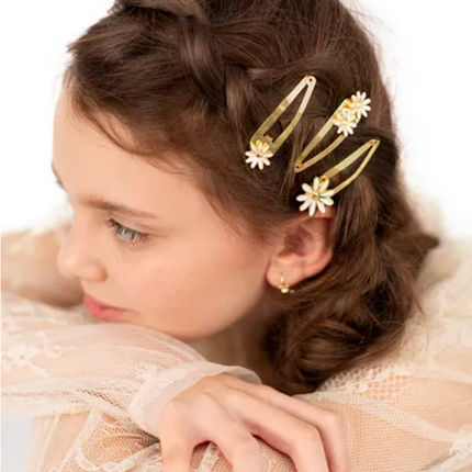 Spinki do włosów Stokrotki, złote - Yooglo