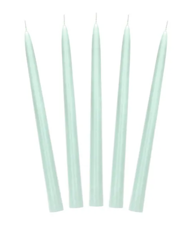 Świeca stożkowa matowa, szałwiowy, 24cm - Yooglo