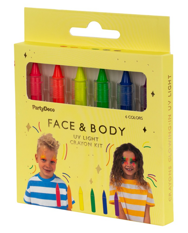 Kredki do malowania twarzy świecące w UV 6szt - Yooglo