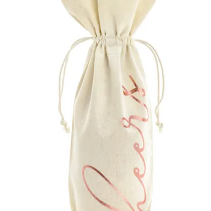 Woreczki bawełniane na wino - Cheers, różowe złoto 5 szt. - Yooglo