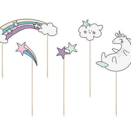 Toppery na tort Jednorożec - 5 szt. - Yooglo