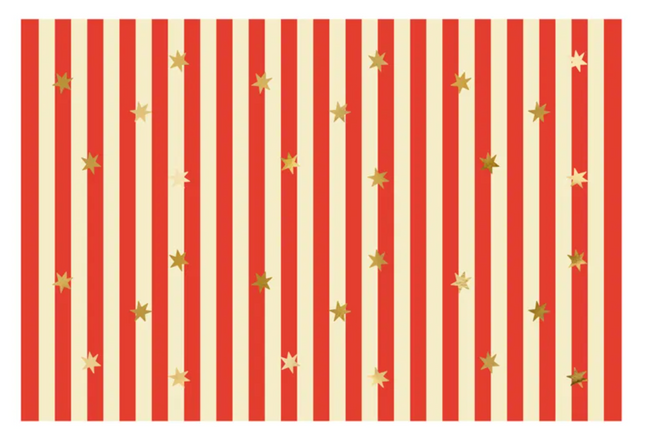 Obrus papierowy Pasy czerwone z gwiazdkami 180 x 120 cm