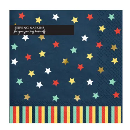 Serwetki Gwiazdki, 33x33 cm, granatowy