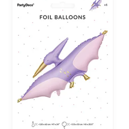 Balon foliowy Pterodaktyl, 120x62 cm, fioletowy