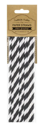 Słomki papierowe, czarny, 19,5cm