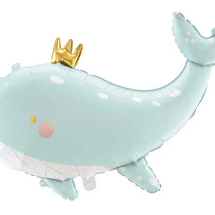 Balon foliowy Wieloryb, 93x60 cm, błękitny