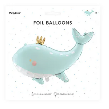 Balon foliowy Wieloryb, 93x60 cm, błękitny