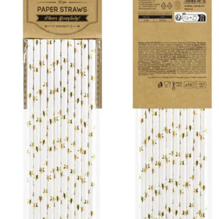 Słomki papierowe, złote gwiazdki