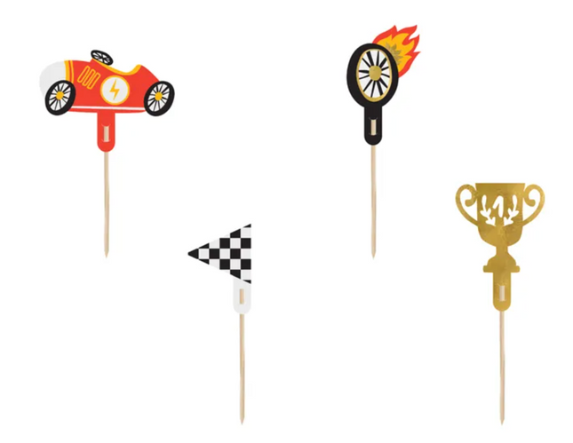 Dekoracje do muffinek Autka, 12 cm, mix
