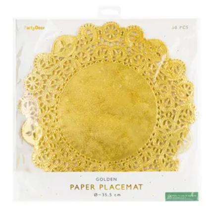 Placemats, gold, diameter approx. 35.5 cm, 50 pcs