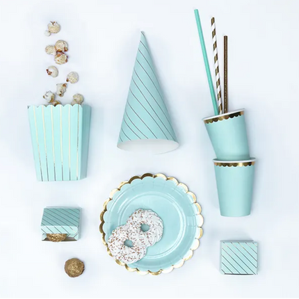 Pudełka na popcorn Paski, miętowy