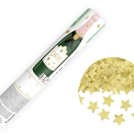 Tuba Szampan strzelająca złotymi gwiazdkami, 20 cm