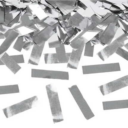 Tuba z konfetti, srebrny metallic, 40cm