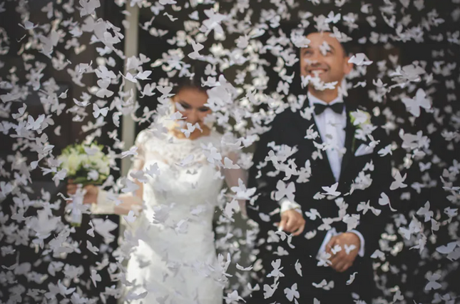 Tuba z motylkami, biały, 60cm