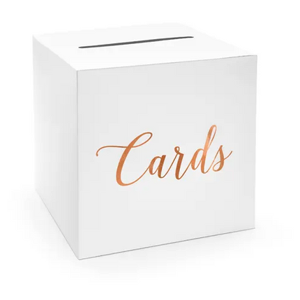 Pudełko na koperty - Cards, różowe złoto, 24x24x24cm