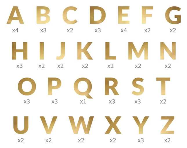 Baner Alfabet, złoty, 14cm