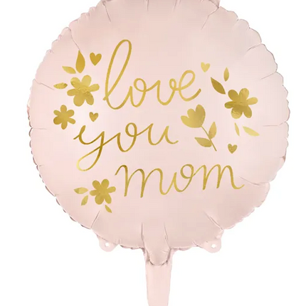 Balon foliowy ''Love you mom'', 45 cm, różowy