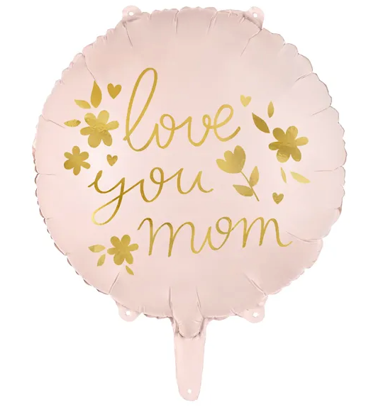 Balon foliowy ''Love you mom'', 45 cm, różowy