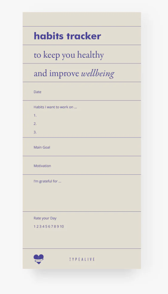 Notatnik wąski / Habits Tracker - Yooglo