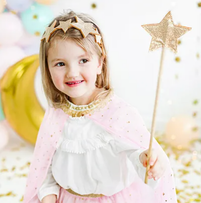 Różdżka złota błyszcząca gwiazdka brokatowa dla księżniczki - Yooglo