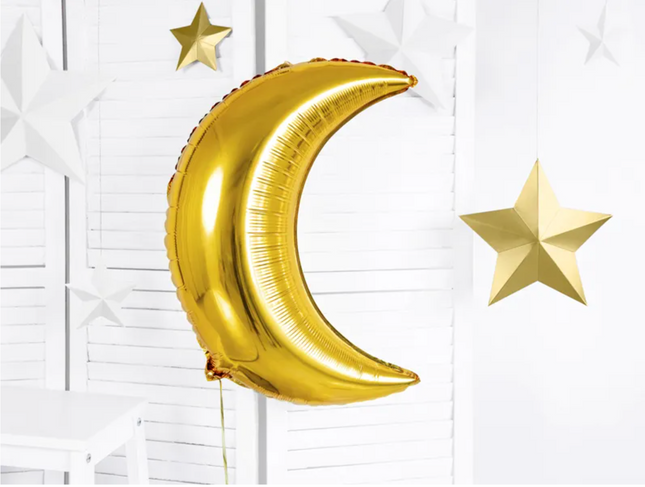 Balon foliowy Księżyc 60cm złoty - balony