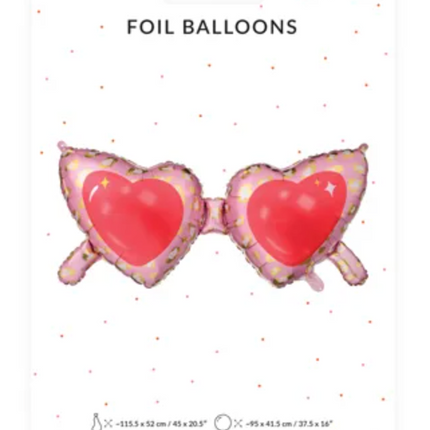 Balon foliowy Okulary serca 95x41,5 cm - balon foliowy