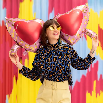 Balon foliowy Okulary serca 95x41,5 cm - balon foliowy