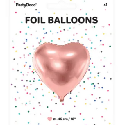 Balon foliowy Serce 45cm różowe złoto - balon foliowy