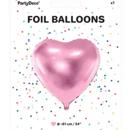 Balon foliowy Serce 61cm jasny róż - balon foliowy