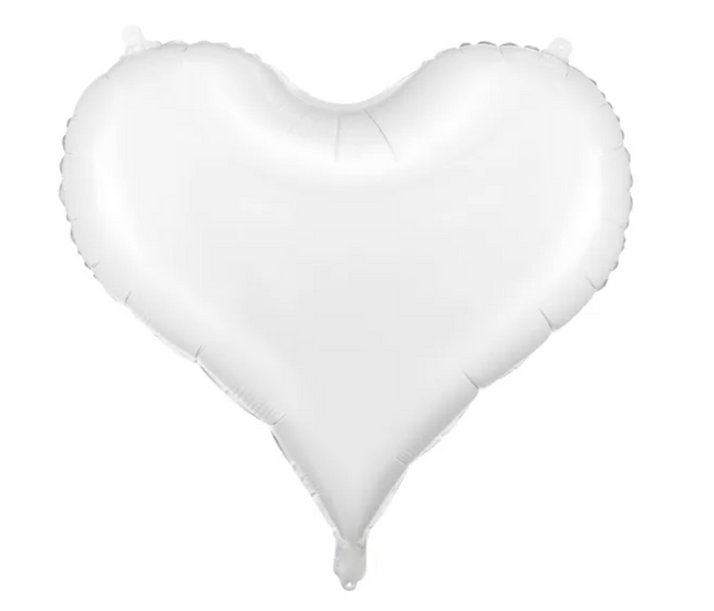 Balon foliowy Serce 75x64,5 cm biały - balon foliowy