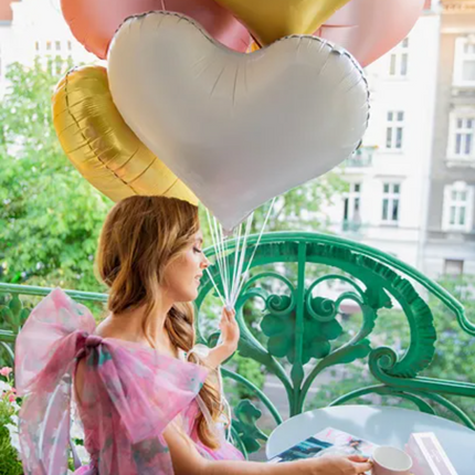 Balon foliowy Serce 75x64,5 cm biały - balon foliowy